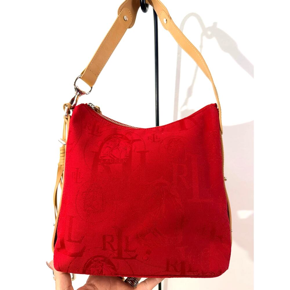 Lauren Ralph Lauren Red Jacquard Logo Crossbody • Y2K
